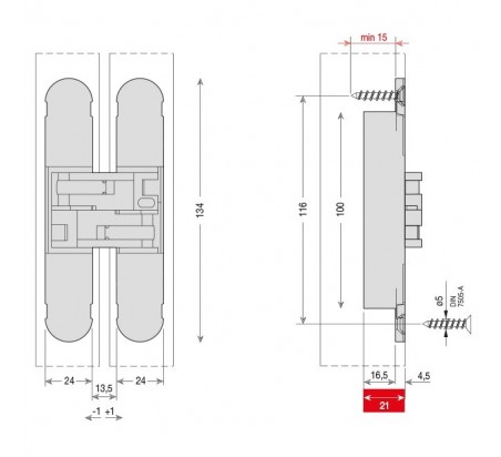 BISAGRA INVISIBLE REGULABLE 3D REF.CIOS1130NKS00 NÍQUEL