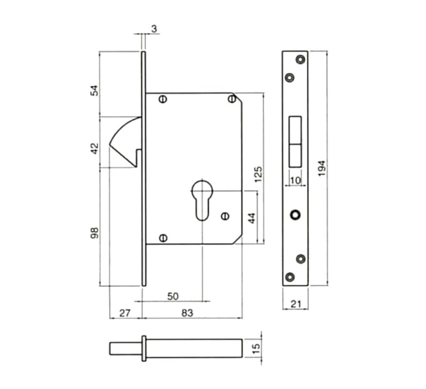 CERRADURA TECNOLAR 863 DE 50 INOX MATE