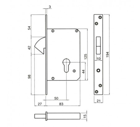 CERRADURA TECNOLAR 863 DE 50 INOX MATE