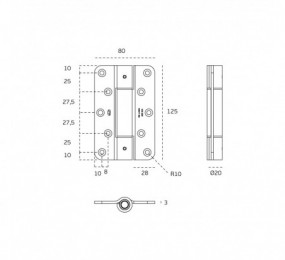 PERNIO MODELO 950/90 P.A. CANTO RECTO CROMO MATE