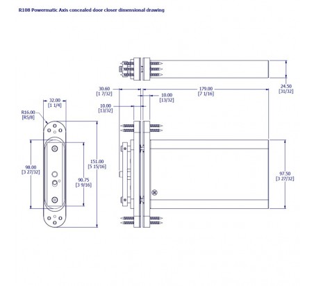 CIERRAPUERTAS OCULTO POWERMATIC AXIS R108