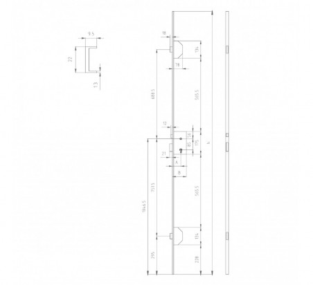 CERRADURA 1701-3-1N60845A C/BOM.30X40 C/C 60MM 2030MM PLATA