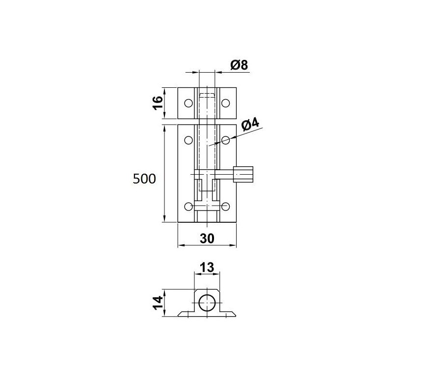 PASADOR SOBREPUESTO MOD.500 DE 50MM BRONCE