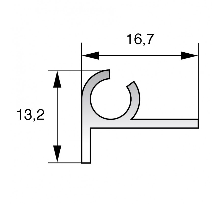 PERFIL ALUMINIO PARA GOMA ANTIPILLADEDOS DE 2.50MT