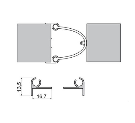 PERFIL ALUMINIO PARA GOMA ANTIPILLADEDOS DE 2.50MT