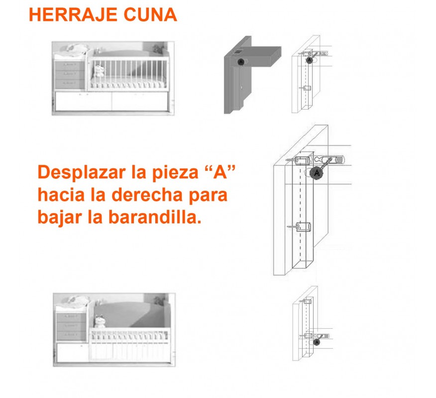 HERRAJES PARA CUNA REGULABLE