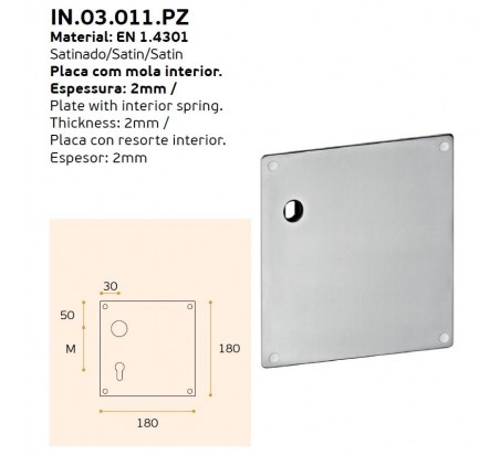 JUEGO PLACA PARA BOMBILLO EUROPEO CON MUELLE 180X180MM IN.03.011.PZ72 JNF