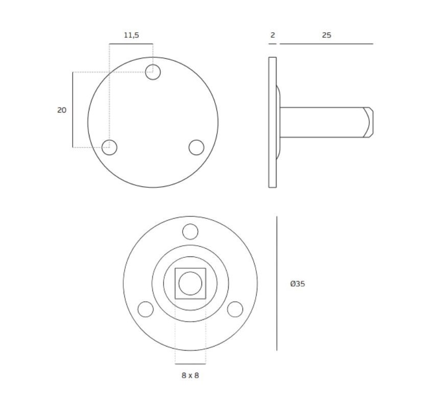 BASE PARA SUJECION DE POMO FIJO IN.08.BFP