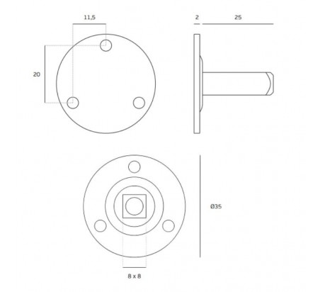 BASE PARA SUJECION DE POMO FIJO IN.08.BFP