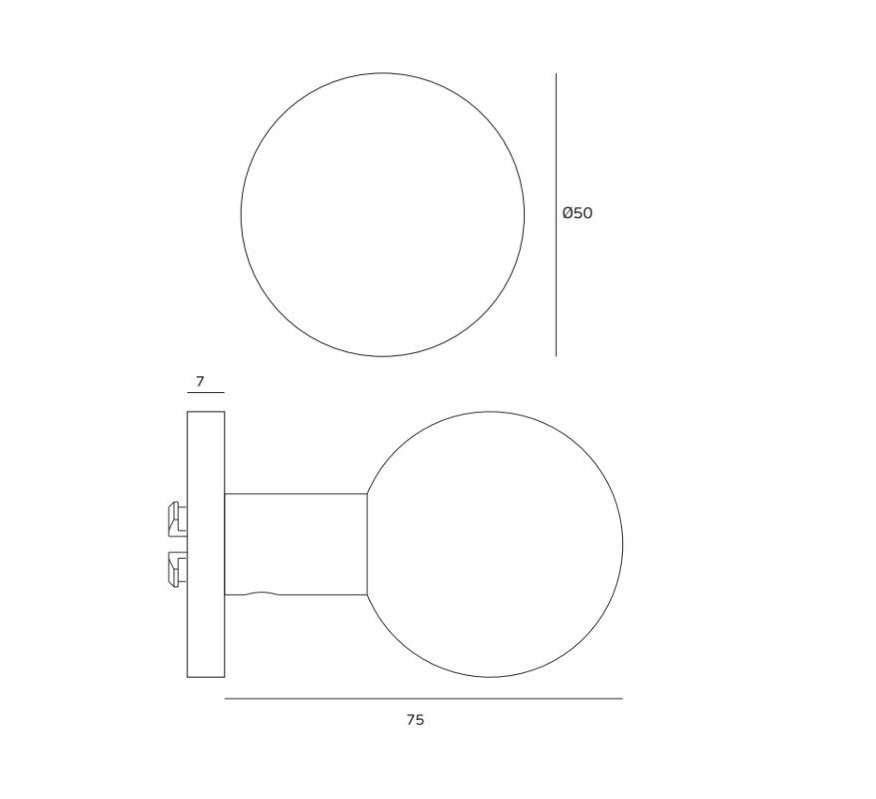 JUEGO POMO PUERTA CON ROSETA NYLON Ø50MM IN.00.091.G.R07N