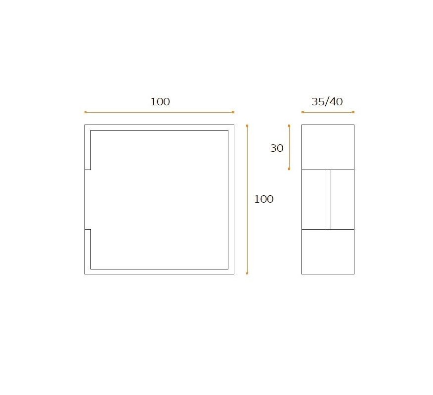 UÑERO CUADRADO 100X100X35MM TIT. BLACK IN.16.300.35.TB