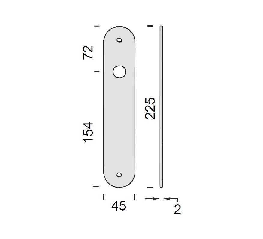 JUEGO MANILLAS 536D INTER PLACA OVAL 45X230MM INOX MATE