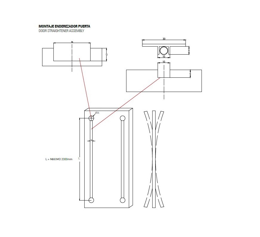 TENSOR ENDEREZADOR PARA PUERTA MADERA MUN750