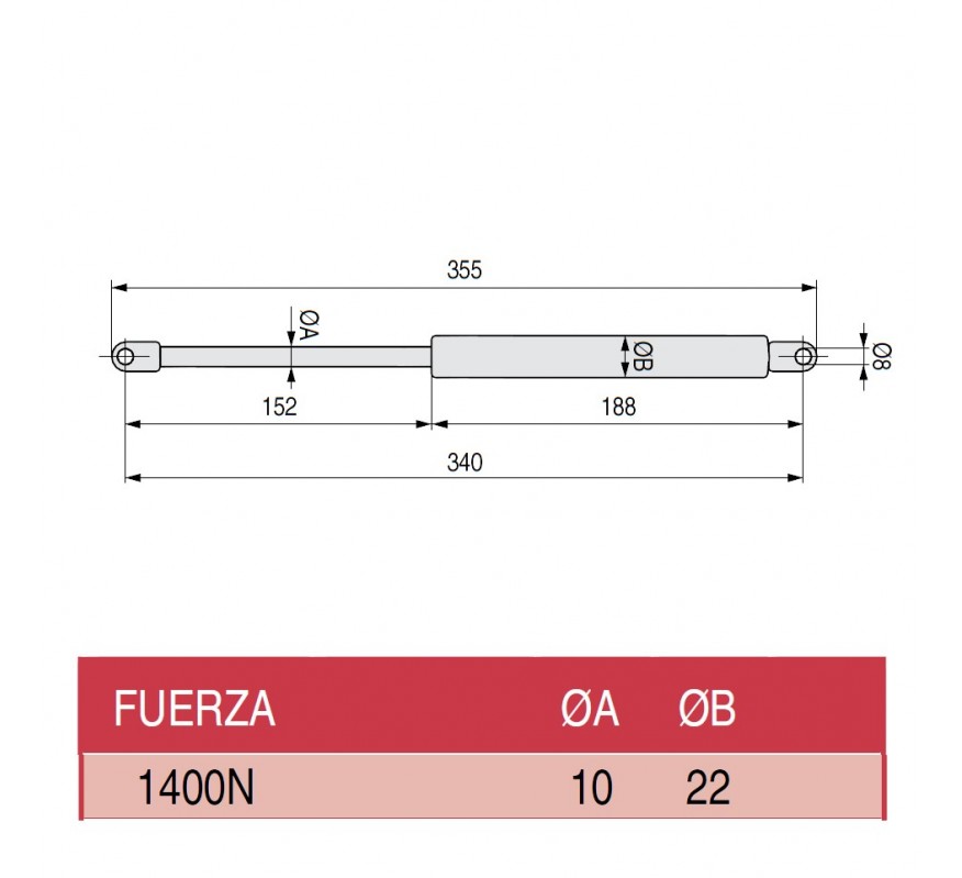 PISTÓN DE GAS PARA CANAPÉ NEGRO