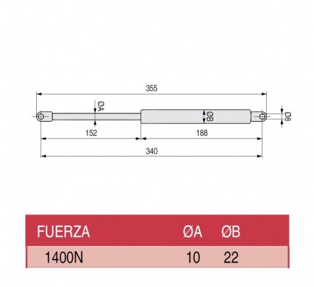 PISTÓN DE GAS PARA CANAPÉ NEGRO