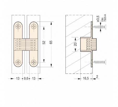 BISAGRA INVISIBLE CEAM 502 65X13 LATON