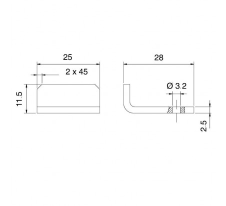 ESCUADRA PARA CERRADURA DE MUEBLE 950 OJMAR