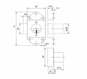 PERNIO MODELO 950/90 P.A. CANTO RECTO CROMO MATE