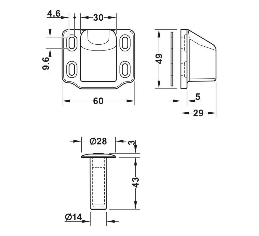 TOPE RETENEDOR MAGNETICO PARA PUERTAS SOBREPUESTO EXCALIBUR